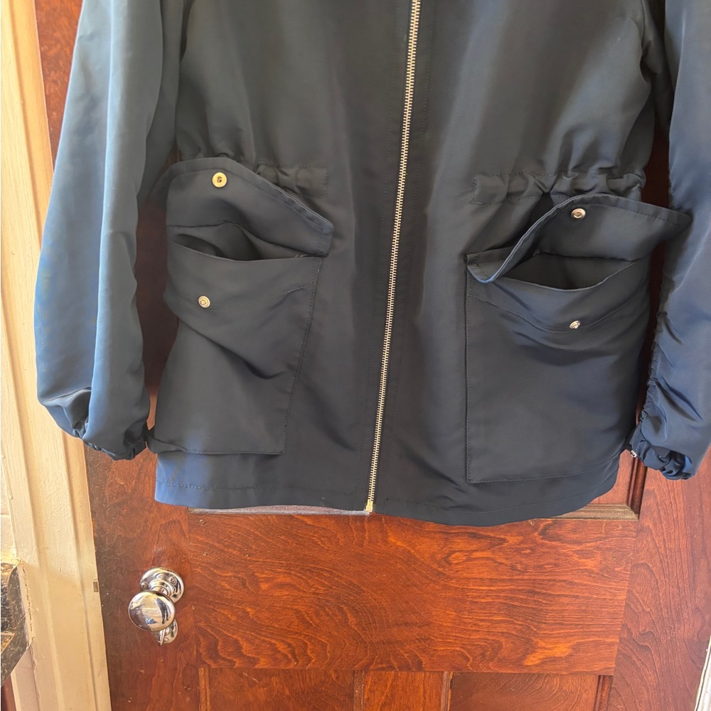NWT Ann Taylor Women’s Waterproof, Cinched Anorak Teal Blue Raincoat CLASSY!!! - Picture 6 of 15